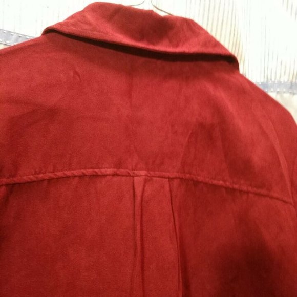 Notations Burgundy Red Long Sleeves Blouse 🥼Button Front Fully Lined - Picture 6 of 11